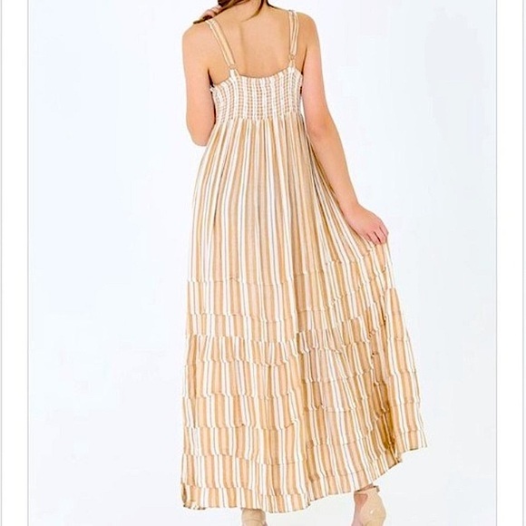 Yellow Striped Tiered Ruffle Empire Maxi Dress - Picture 2 of 2